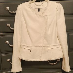White House Black Market Ivory Tweed Jacket